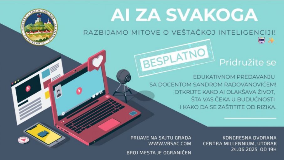 Besplatno predavanje u Vršcu o veštečkoj inteligenciji, evo kako da se prijavite