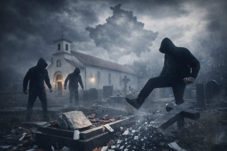 ALBANCI UPALI U SRPSKU CRKVU NA KOSMETU! Počeli da skrnave grobove, razvaljena i ograda